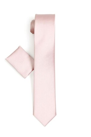 Herren-Einstecktuch-Krawatte in Puderrosa, schmale Passform, schmaler Schnitt, 5 - Varetta