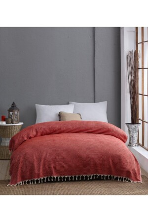 Hitit Bio-Baumwolle gewebt Double Red Pike 200x250cm (PICKNICK-STRAND-BETT-SOFA-ABDECKUNG) - Wellstil