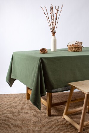 Hochwertige Khaki-Leinen-Tischdecke - Wellstil
