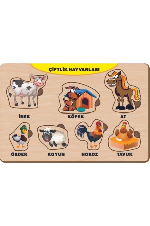 Holz-Lernpuzzle zum Finden und Stecken von Nutztieren - Maketçiniz