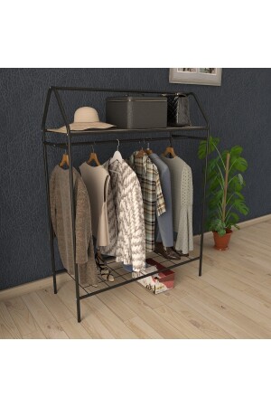 Home Hanger Siyah Elbise Askılığı Raflı New Design Konfeksiyon Askısı MC00203 - 2