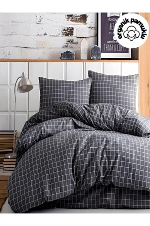 Home Minikaro Bettbezug-Set aus geräucherter Baumwolle für Einzelbett ohne Laken - Lotusline