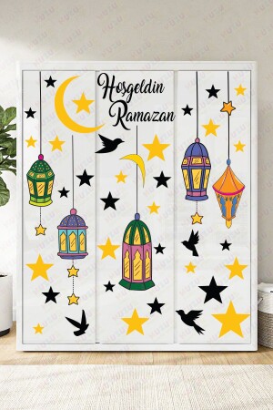 Hoşgeldin Ramazan Bayramı Yapışkanlı Sticker Iz Bırakmayan Duvar Cam Dolap Çıkartması Süsü 53 Parça 50 x 70 - 3