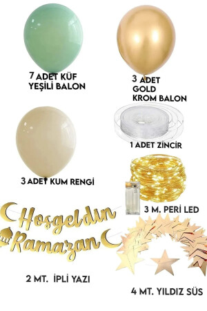 Hoşgeldin Ramazan Gold Yazı Ledli Zincir Balon Seti 11 Ayın Sultanı Ramazan Bayramı Oda Süsleme Seti - 2