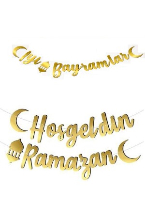 Hoşgeldin Ramazan Kaligrafi Yazı Gold Ve İyi Bayramlar Gold Kaligrafi Yazı - 1