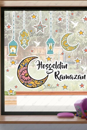 Hoşgeldin Ramazan Sticker Seti Ramazan Kandilleri Hilal ve Yıldız Figürlü - 1