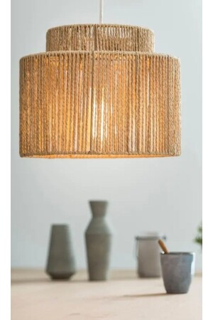 Iki Katlı Rafya Avize Rustik Tasarım Bohem Avz0014 - NYLife