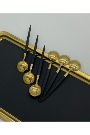 Ikon Siyah-gold 6 Adet Nescafe Çay Kaşığı CMDSAÖCEGT45 - BRONDOFF