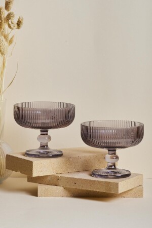 Imola Fume 2’li Ayaklı Dondurmalık Şekerlik Çerezlik Kase 310 ml 14924 - Perotti