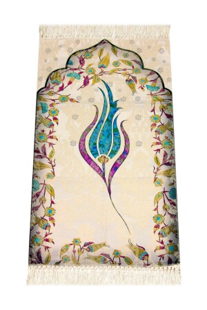 İnce Laleli Seccade - Mavi - Küçük Boy - 46 X 77 CM - İhvan