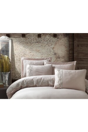 Inci Fransız Dantelli Çift Kişilik Nevresim Takımı Bej CBİNCİİ - Çeyiz Bahçesi