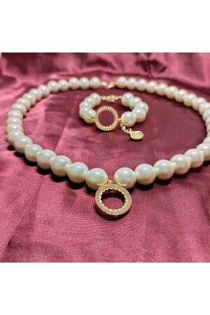 İncili Çeyrekli Bileklik ve Kolye Set - Kayalaraksesuar