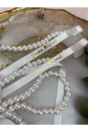 Incili Isimli Yüzük Kurdelesi Söz Kurdelesi Ve Nişan Kurdelesi Damat Kahvesi Peçete Hediyeli - Rima Tasarım