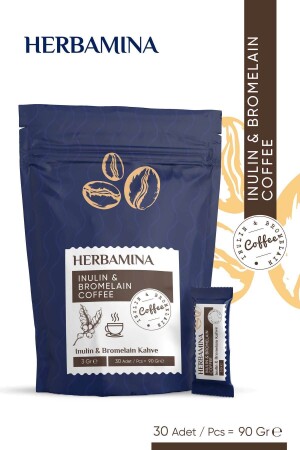 Herbamina Koffie Coffee INULIN & BROMELAIN COFFEE 3grx30 - 90gr - Herbamina