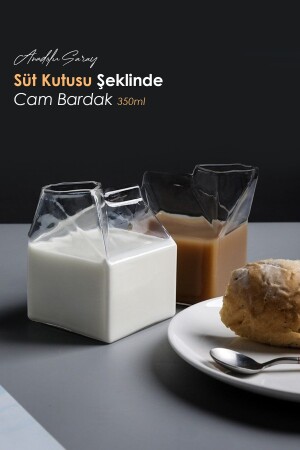 Isıya Dayanıklı Borosilikat Süt Kutusu Bardak Kahve Ve Sunum Bardağı | Borosilikat Bardak 350ml Milk.Bardaki - 1