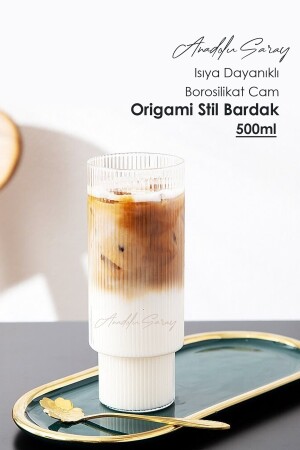 Isıya Dayanıklı Borosilikat Uzun Origami Stil Bardak | Kahve Ve Sunum Bardağı | Borosilikat Bardak Uzini.Origami.Stil - 1