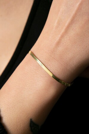 Italienisches Damenarmband mit flacher Kette aus vergoldetem 925er-Sterlingsilber - Elika Silver