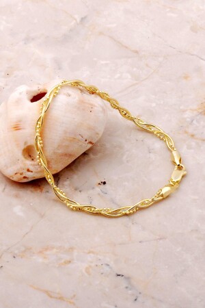 Italyan Örgü Altın Yaldızlı Gümüş Bileklik 3707 - Sümer Telkari