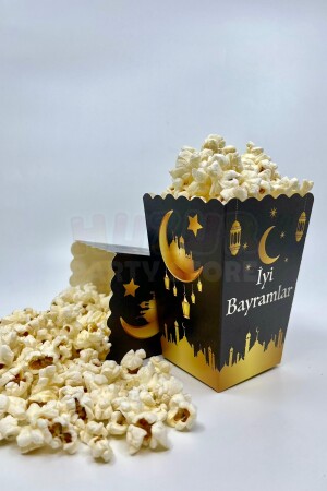 Iyi Bayramlar Yazılı Mısır Kutusu 8 Adet 8x12 Cm Pop Corn Darı Kabı Ramazan Bayramı Cips Kutusu Gb - 1