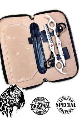 Jaguar White Series Haarschneidescheren-Set mit Ledertasche, professionelles Friseur-Friseur-Set, 6 Zoll, XLJ56 - Jaguar