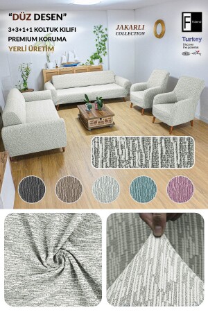 Jakarlı 3 3 1 1 Taş-gri Lastikli Kanepe Örtüsü Lastikli Koltuk Örtüsü   koltuk kılıfı Takımı - Faiend