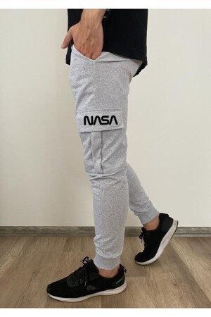 Jogginghose mit NASA-Aufdruck und Cargotasche mit elastischem Bund - Pandy