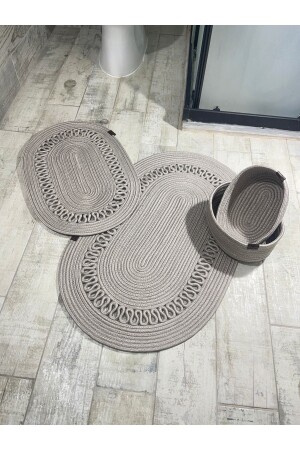 Jute – Korbgeflecht – Badezimmermatten-Set – Badezimmerkorb-Set – Matten-Set - Ersu Ahat Home Design