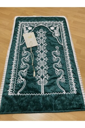 Kadife Yeşil Seccade 3 Parça Çeyizlik Bohça Gelin Damat Seti - Ayhanhome