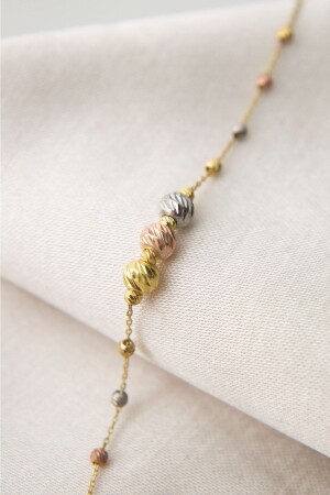 Kadın 3 Renk Dorika Toplu 925 Ayar Gümüş Bileklik - Elika Silver