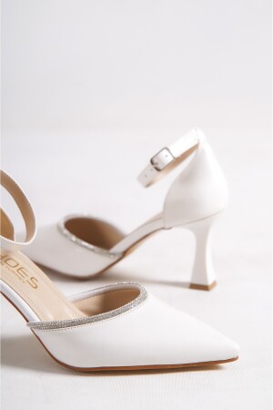 Kadın Beyaz Rengi Abiye Ince Topuklu Ayakkabı JK03 - 2