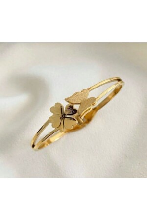 Kadın Çelik Kelebek Yonca Kelepçe Bileklik - Bahar Takı Ve Aksesuar