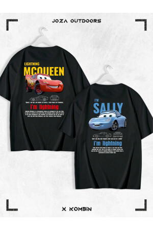 Kadın Erkek Unisex Sally & Mcqueen Cars Sevgili Çift Kombini Oversize Renkli Tshirt 2'li Takım - Joza Outdoors