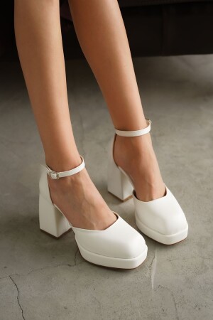 Kadın Gander Platformlu Topuklu Ayakkabı - Beyaz NLA0002 - 1