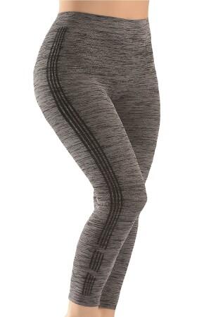 Kadın Gri Melanj Çizgili Tayt NBB 9363 - Nbb