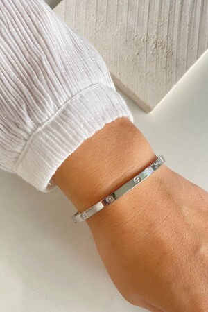 Kadın Gümüş Cartier Çelik Kelepçe - Ressia