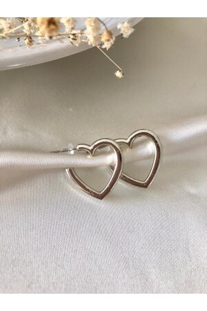 Kadın Gümüş Kalpli Küpe- Bijuteri Küpe- Kalp Küpe - Minels Tasarım