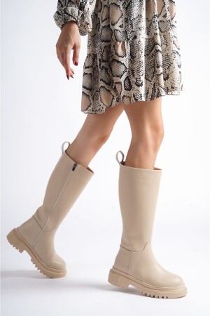 Kadın Nude Diz Altı İçi Astarlı Fermuarlı Bot - Nexanook