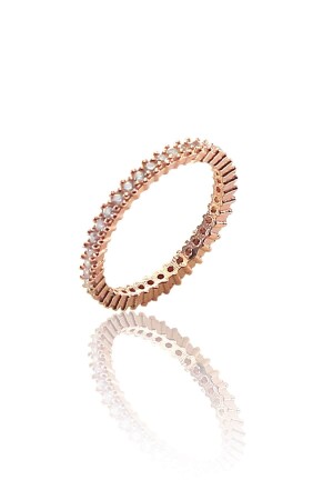 Kadın Rose Tek Sıra Rose Zirkon Taşlı Tamtur Gümüş Yüzük SGTL8767 - Söğütlü Silver