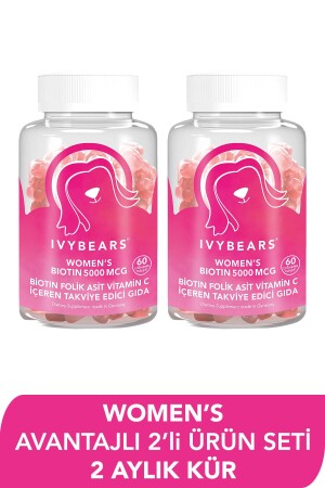 Kadın Saç Vitamini Biotin 5000 Mcg 120 Tablet Alman Patentli Saç Vitamini Vegan Gummy2 - 1