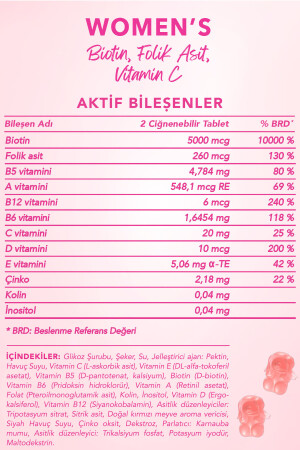 Kadın Saç Vitamini Biotin 5000 Mcg 240 Tablet Alman Patentli Saç Vitamini Vegan Gummy4 - 2