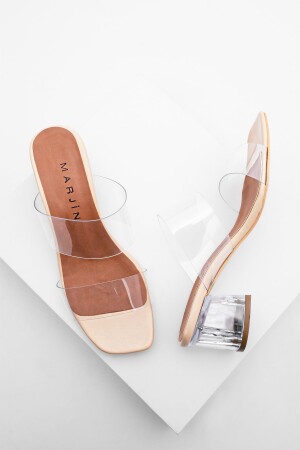 Kadın Şeffaf Bantlı Şeffaf Topuklu Terlik Yesva Bej 320648708 - Marjin