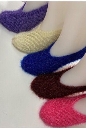 Kadın Simli Kristal Yün Örgü 5 Adet Patik Çeyizlik Bohçalık Hediyelik - Ayhanhome