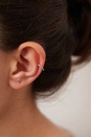 Kadın Sıralı Mavi Taşlı 925 Ayar Gümüş Kıkırdak - Elika Silver