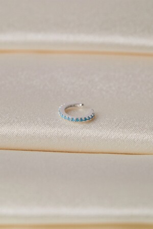 Kadın Sıralı Mavi Taşlı 925 Ayar Gümüş Kıkırdak - Elika Silver