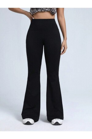 Kadın Siyah Kumaş Ispanyol Paça Tayt - Fancy&Dancy