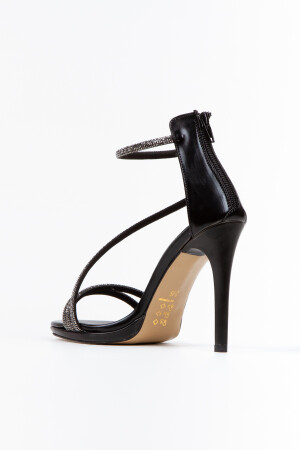 Kadın Siyah Taşlı Platformlu Yüksek Topuklu Ayakkabı İnce Topuklu Gece Ayakkabısı 184 - 4