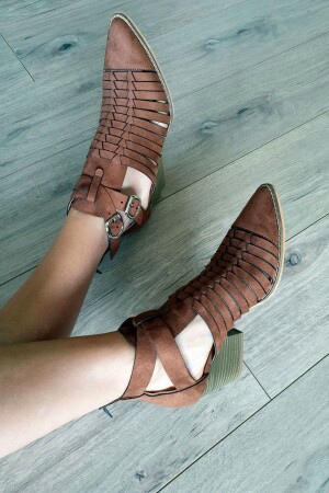 Kadın Taba Süet Yazlık Bot 019 1007 - Topukla Footwear