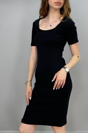 Kadın U Yaka Elbise Kaşkorse - - Tam Moda