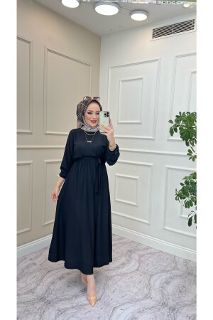 Kadın Yarasa Kol Bel Lastikli Elbise yarasaer4-u - 2