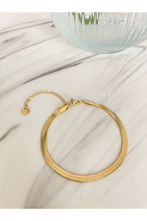 Kadın Yüksek Kaliteli Çelik Italyan Kararmaz Ayarlanabilir Bileklik - Golden Gun